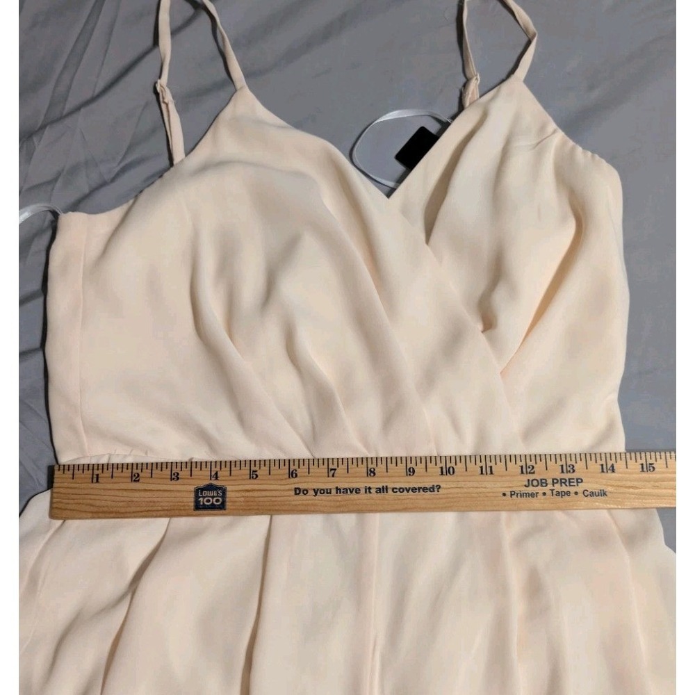 NWT Lulus Call For Me Faux Wrap Wide Leg Jumpsuit Gardenia Cream Size M - Picture 6 of 12